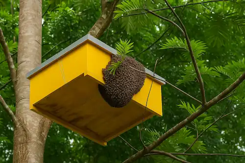 honeybees box in the tree at height