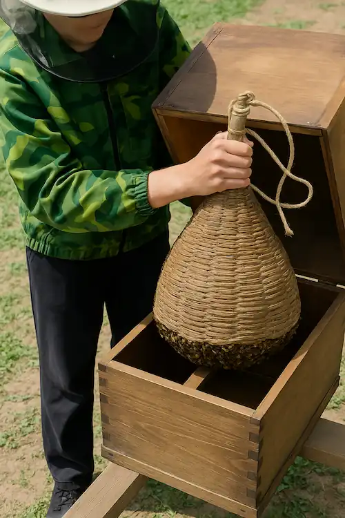 relocating wild hive into a hive box