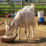 Minerals for Goats: Types, Benefits & Proper Intake 14 a goat in the homesteading scene taking minerals