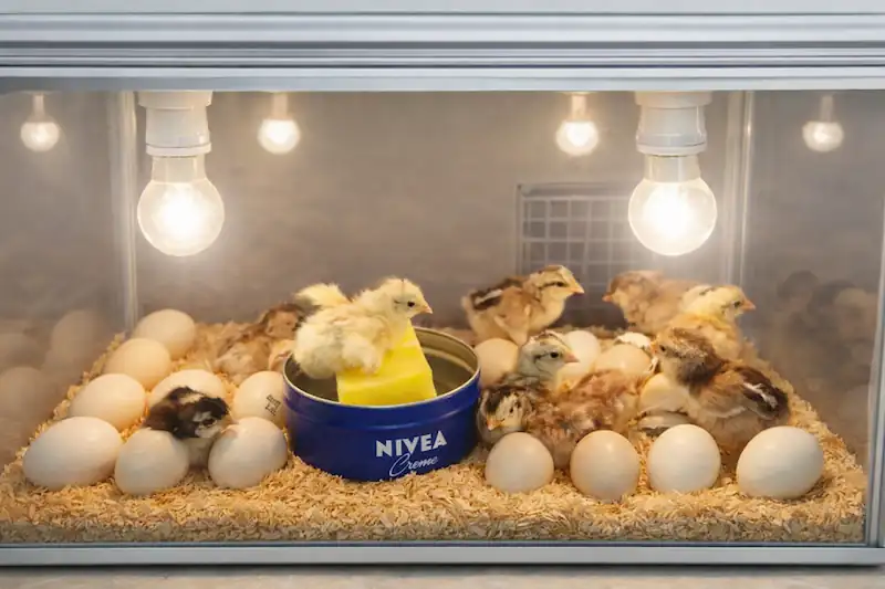 Breeding Chickens: Guide to Stock, Hatching & Raising Chicks 5 chicken egg incubator with eggs and chicks inside