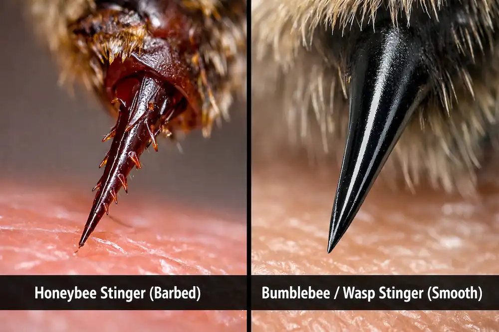 Do Bees Die After They Sting? Honeybee vs Wasp Explained 3 a microscopic view of honeybee stinger vs bumblebee stinger