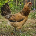Easter Egger Chicken Guide: Eggs, Chicks, Hens & Care Tips 1 Easter Egger hen standing outdoors in a natural garden setting at Carter Farm